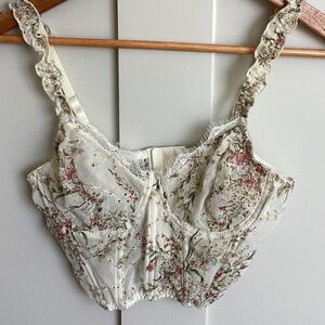 Corset bustier lace floral bralette bra top nwot whimsy floral coquette fairy
